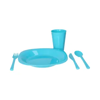 Plasticforte Servies Set - 31-delig - Blauw - Kunststof - Herbruikbaar - Bpa-vrij - Picknick Servies - Camping