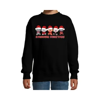 Bellatio Decorations Kersttrui/sweater Voor Jongens/meisjes - Miauwie Christmas - Zwart - Kerst Poesjes 134/146