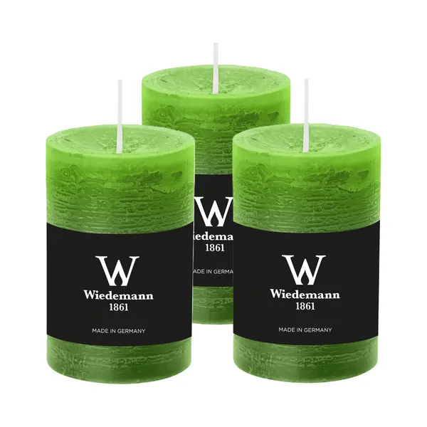 Wiedemann Cilinderkaars/stompkaars - 6x - Rustieke Kaars - Lichtgroen - 6 X 9 Cm - 30 Branduren thumbnail