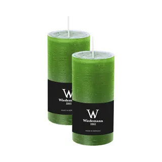 Wiedemann Cilinderkaars/stompkaars - 2x - Rustieke Kaars - Lichtgroen - 6 X 12 Cm - 42 Branduren
