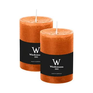 Wiedemann Cilinderkaars/stompkaars - 2x - Rustieke Kaars - Cognac Bruin - 7 X 10 Cm - 43 Branduren