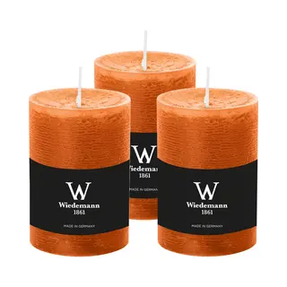 Wiedemann Cilinderkaars/stompkaars - 3x - Rustieke Kaars - Cognac Bruin - 7 X 10 Cm - 43 Branduren
