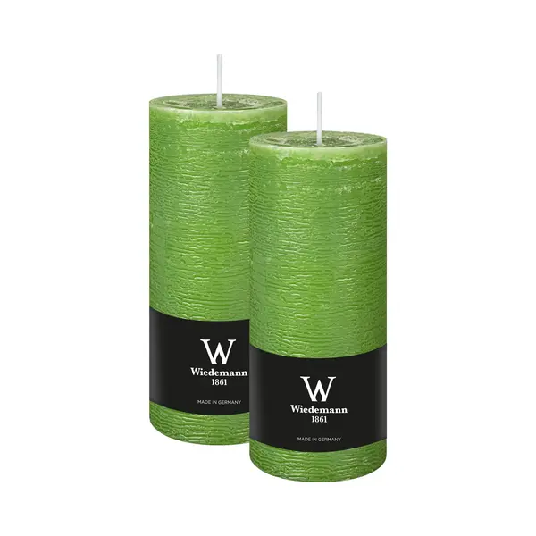 Wiedemann Cilinderkaars/stompkaars - 2x - Rustieke Kaars - Lichtgroen - 7 X 16 Cm - 66 Branduren thumbnail