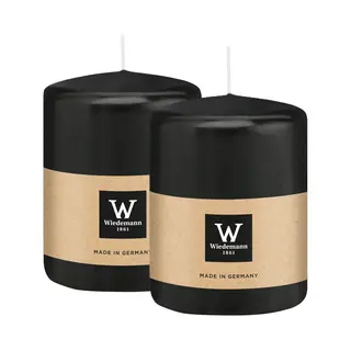 Wiedemann Cilinderkaars/stompkaars - 2x - Zwart - 6 X 8 Cm - 29 Branduren - Zuilkaarsen