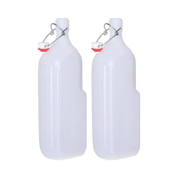 Cm Beugelfles/weckfles - 2x - Wit - Kunststof - 1, 5 Liter - Waterfles - Met Handvat - Grote Container thumbnail