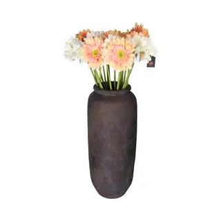 Dk design Kunstbloemen Boeket Gerbera - 8x - 72 Cm - Zalm/wit - Real Touch - Kunst Zijdebloem