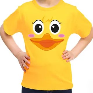 Bellatio Decorations Verkleed T-shirt Voor Meisjes - Badeendje Girly - Geel - Carnaval - Feestkleding Voor Kinderen 122/128