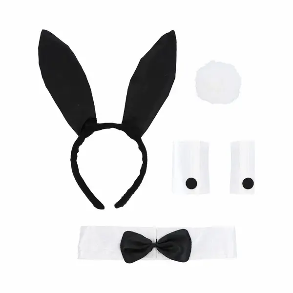 Henbrandt Verkleed Set Sexy Bunny - Wit/zwart - Meisjes/dames - Vrijgezellenfeest/paashaas - 5-delig thumbnail