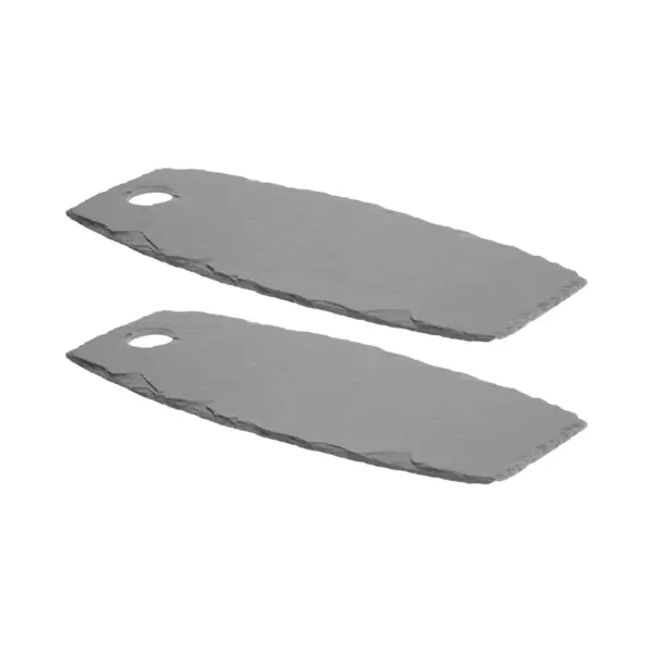 Secret De Gourmet Serveerplankje Voor Hapjes/fingerfood - 2x - 19 X 44 Cm - Leisteen - Borrelplank - Tapasplank - Kaasplank thumbnail