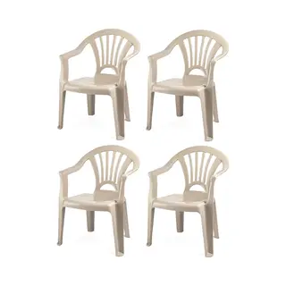 Trendoz Kinderstoel - 4x - Kunststof - Beige - 35 X 28 X 50 Cm - Tuin/camping/slaapkamer
