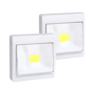 Gerimport Kastlamp - 2x - Schakelaar - Led Lampen - Wit - 8.7 X 8.7 Cm