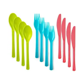 Plasticforte Bestek Set Van Kunststof - 24x Stuks - Herbruikbaar Plastic - 19 Cm - Bbq / Verjaardag / Camping / Party - Messen - Vorken - Lepels
