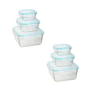 5Five Vershoudbakjes Met Deksel - Glas - Set 6x Stuks - 330/800/2220 Ml - Luchtdicht - Met Clips
