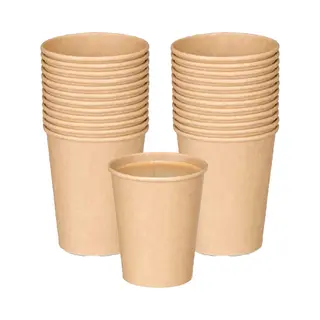 Kinvara Papieren Koffiebeker/drinkbeker - 120x Stuks - 240 Ml - Gerecycled Kraft Papier - Biologisch Afbreekbaar - Wegwerp Bekers