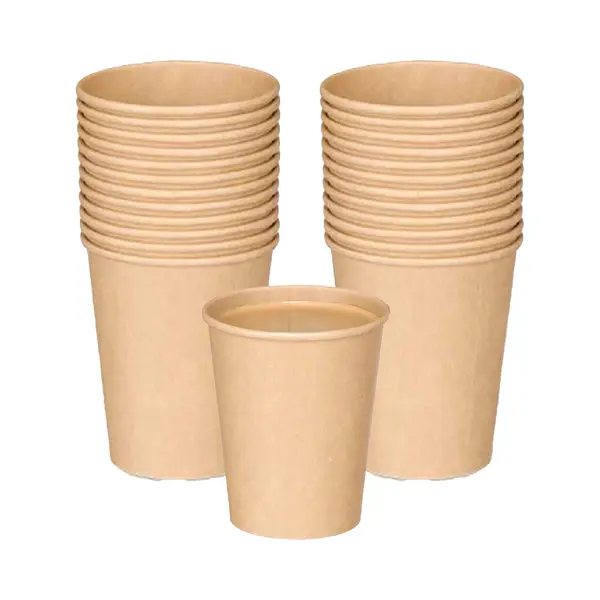 Kinvara Papieren Koffiebeker/drinkbeker - 120x Stuks - 240 Ml - Gerecycled Kraft Papier - Biologisch Afbreekbaar - Wegwerp Bekers thumbnail