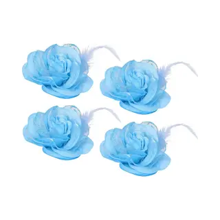 Decobloem Voor Het Haar Met Elastiek En Speld - 4x - Blauw - Ongeveer 8 Cm