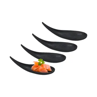 Gerimport Amuse/aperitief Lepel Set - Hapjes/tapas - 4x Stuks - Zwart - Melamine