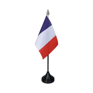 Vlag Frankrijk Tafelvlaggetjes - 1x Stuks - 10 X 15 Cm Vlag - Zwarte Standaard - Supporters - Versiering - Sport - Fans - France