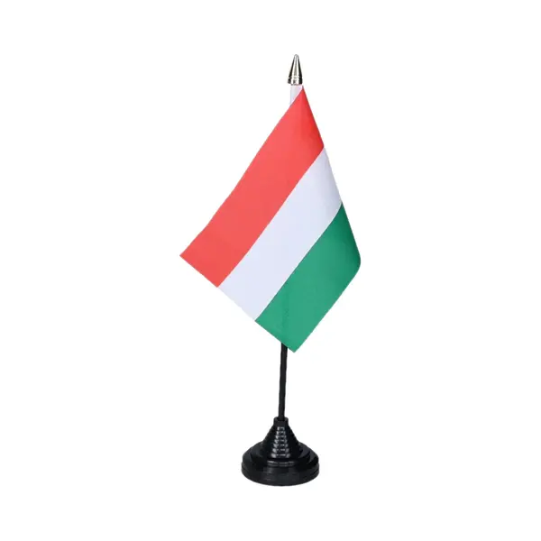 Vlag Hongarije Tafelvlaggetjes - 1x Stuks - 10 X 15 Cm Vlag - Zwarte Standaard - Supporters - Versiering - Sport - Fans - Hongarije thumbnail