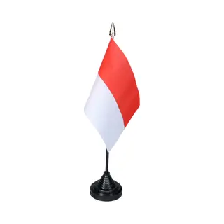 Vlag Indonesie Tafelvlaggetjes - 1x Stuks - 10 X 15 Cm Vlag - Zwarte Standaard - Supporters - Versiering - Sport - Fans - Indonesia