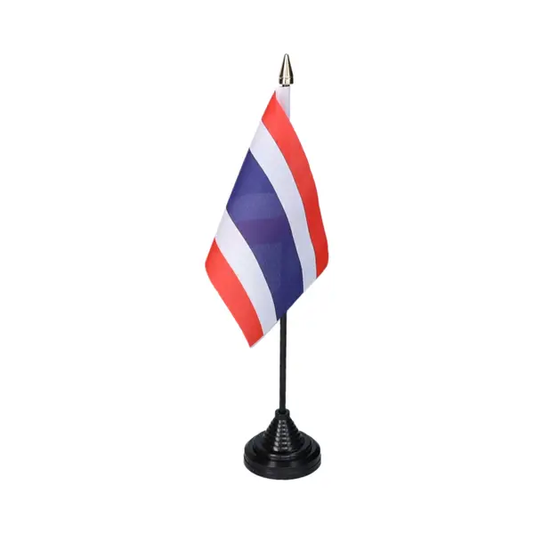Vlag Thailand Tafelvlaggetjes - 1x Stuks - 10 X 15 Cm Vlag - Zwarte Standaard - Supporters - Versiering - Sport - Fans - Thailand thumbnail