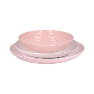 Plasticforte Camping Borden Set - Roze - Kunststof - 3 Soorten - 18x Stuks - Onbreekbaar Servies