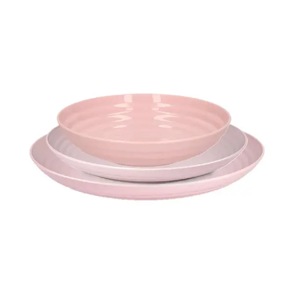 Plasticforte Camping Borden Set - Roze - Kunststof - 3 Soorten - 18x Stuks - Onbreekbaar Servies thumbnail