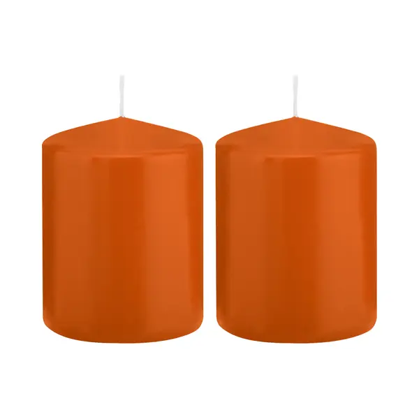 Trend Candles Cilinder Kaarsen - 2x - Stompkaarsen - Oranje - 6 X 8 Cm - 29 Branduren - Geurloze Kaarsen - Woondecoratie thumbnail