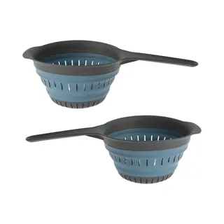 Excellent Houseware Opvouwbaar Keuken Vergiet - 2x - Zwart/blauw - 37 X 19 Cm - Afgieten