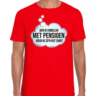 Bellatio Decorations Cadeau T-shirt Voor Heren - Eindelijk Met Pensioen - Rood - Fun Teksten - Vut L