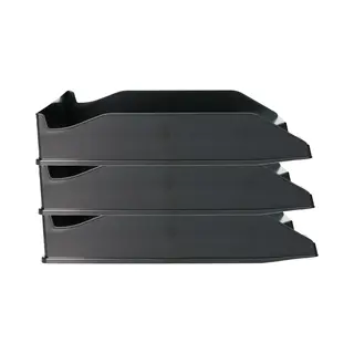 Kantoor Brievenbakjes - 5x - A4 Formaat - Kunststof - Zwart - Stapelbaar - Documenten Bakjes