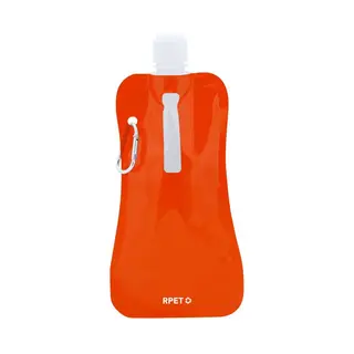 Waterfles / Drinkfles Opvouwbaar - Oranje - Kunststof - 400 Ml - Schroefdop - Ophanghaak