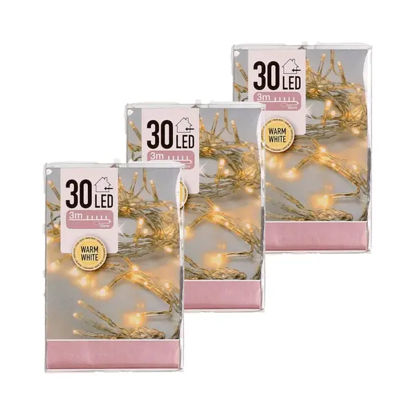 Kerstverlichting - 6x - Op Batterij - Warm Wit - 30 Lampjes thumbnail