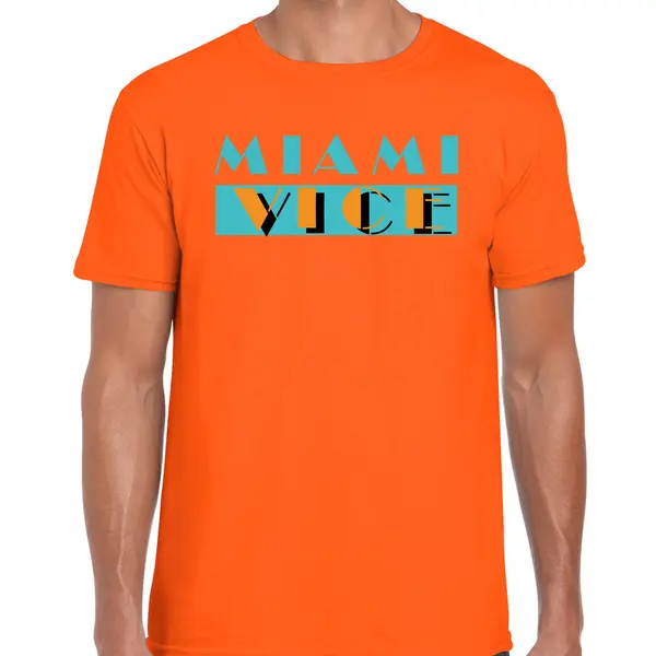 Toppers - Bellatio Decorations Toppers Verkleed T-shirt Heren - Miami Vice - Oranje - Tropische Feestkleding S thumbnail