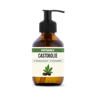 Puturals Castor Olie 100% Biologisch - 150ml - Koudgeperst En Hexaanvrij - Castor Olie Als Wimperserum, Haarolie En Huidolie - Rijk Aan Vitamine E En