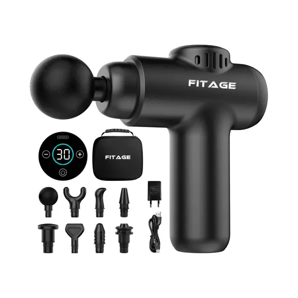 Fitage Massagepistole, Leises Massagegerät Mit 30 Einstellbaren Geschwindigkeitsstufen, Massage Gun, 8 Aufsätze Für Tiefengewebe, Schulter, Rücken thumbnail
