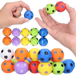 Partizzle 32x Mini Voetbal Fidget Spinners Pakket - Uitdeelcadeautjes - Grabbelton Toys Traktatie Cadeautjes - Voor Kinderen & Peuters