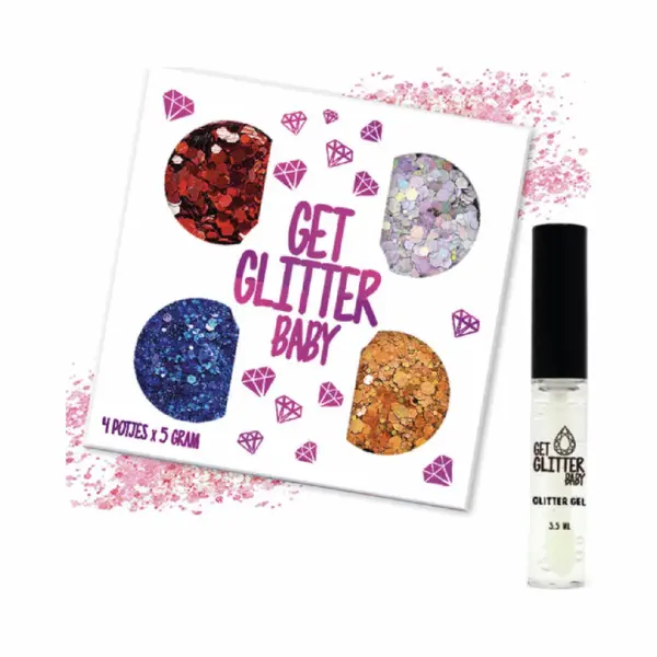 GetGlitterBaby® - 4 Potjes Glitter Set Chunky Festival Glitters Voor Lichaam En Gezicht Glitterset / Bio Biologische Biodegradable Koningsdag Face thumbnail