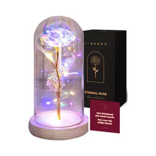 By Maroo Galaxy Rose - Eeuwige Roos In Glazen Stolp Met Led - Rozen Wit - Liefdes Cadeau Boeket Dames - Verjaardag Cadeau Vrouw, Moeder, Mama,