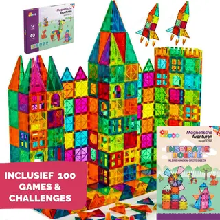 By Baboo Magnetic Tiles - 40 Stuks - Magnetisch Speelgoed - Constructiespeelgoed Meisjes Jongens - Magna Magnetische Tegels Educatief Mind Montessori