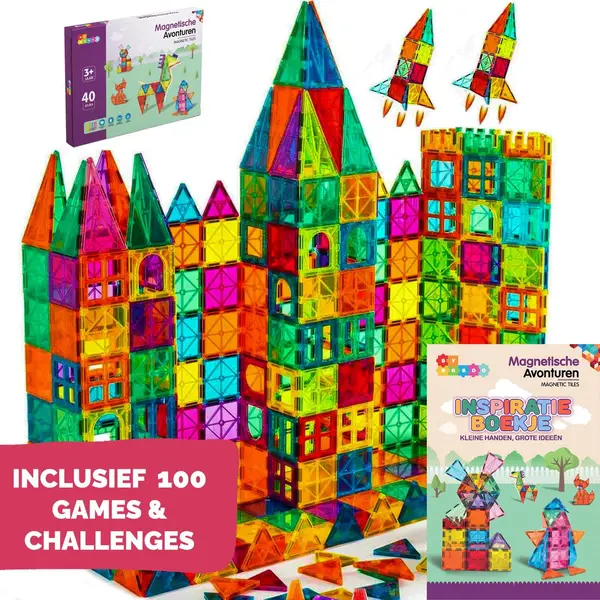 By Baboo Magnetic Tiles - 40 Stuks - Magnetisch Speelgoed - Constructiespeelgoed Meisjes Jongens - Magna Magnetische Tegels Educatief Mind Montessori thumbnail