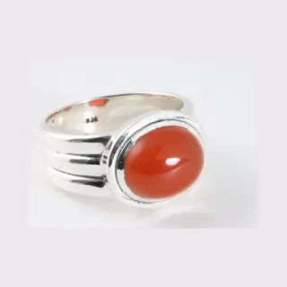 AsiAsia Zware Zilveren Ring Met Carneool - Maat 20.5