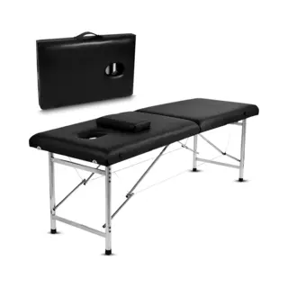 Fitby Massageliege - Klappbare Massageliege - Behandlungstisch - 200kg Tragkraft Verstellbare Höhe (60-80 Cm) - 180x60 Cm - Schwarz