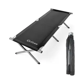 Outbee Veldbed - Kampeerbed - Stretcher - Opvouwbaar Bed - Campingbed Met Draagtas - Draagkracht 150KG - 190 X 63 Cm - Zwart