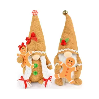 Flooq Gnoom Set Gingerbread - Kerstbeelden & Figuren - Kerst Kabouter - Kerstdecoratie Voor Binnen - Kerstboomversiering - Gnomes - 1 Stuk