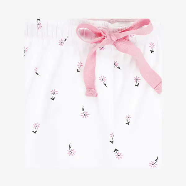 Little Label - Zomer Pyjama Meisjes - Wit Bloemetjes - 110-116 / 6Y - Extra Zachte Bio-katoen thumbnail