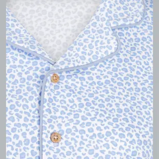 Little Label - Klassieke Zomer Pyjama Meisjes - Luipaard Blauw - 146-152 / 12Y - Extra Zachte Bio-katoen