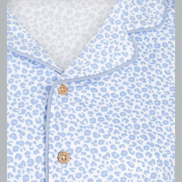 Little Label - Klassieke Zomer Pyjama Meisjes - Luipaard Blauw - 146-152 / 12Y - Extra Zachte Bio-katoen thumbnail