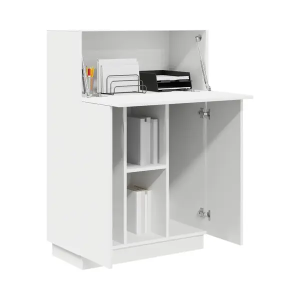 Vidaxl - Desk With Shelf White 71.5 X 31.5 X 106.5 Cm Engineered Wood thumbnail