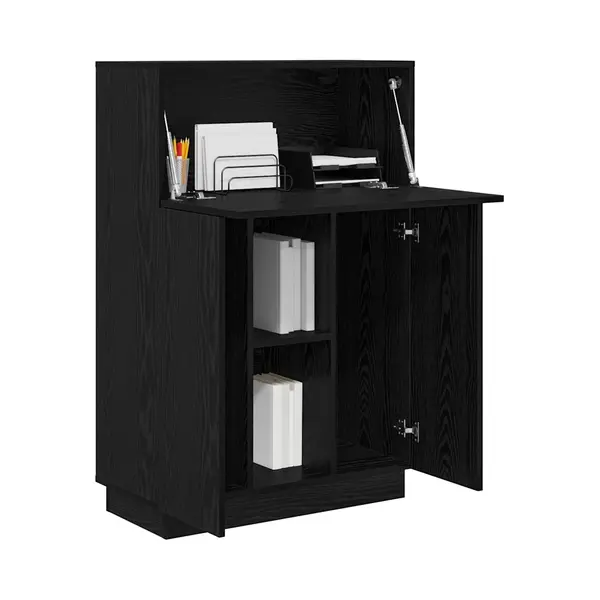 Vidaxl - Desk With Door Black Oak 71.5 X 31.5 X 106.5 Cm Engineered Wood thumbnail